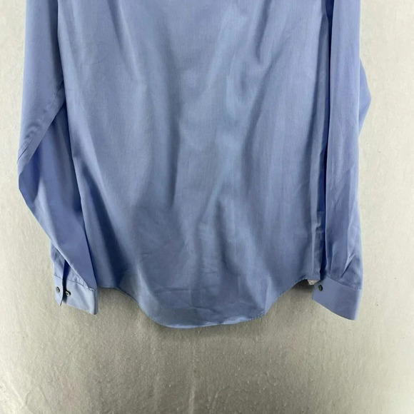 Calvin Klein Button Up Shirt Men's Sz 15 Sky Blue Striped Slim Non-Iron Two Ply - Picture 9 of 13